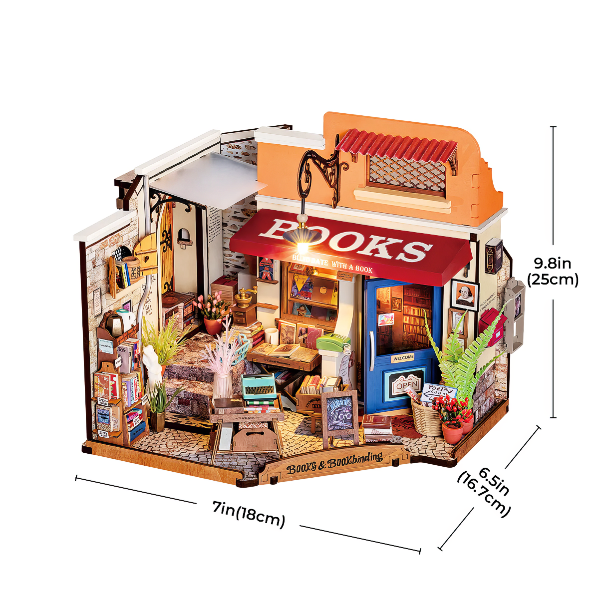 Corner Bookstore DIY Miniature House Kit | 7thblur