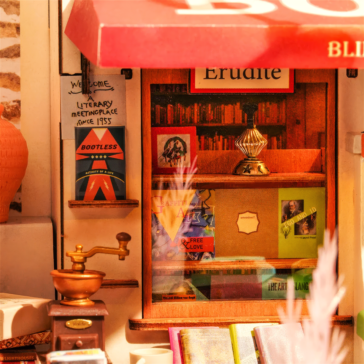 Corner Bookstore DIY Miniature House Kit | 7thblur