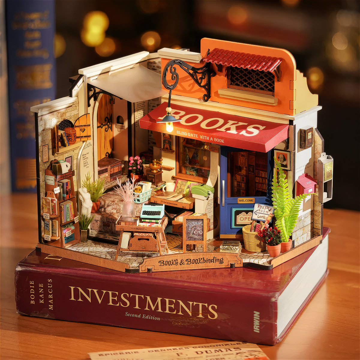 Corner Bookstore DIY Miniature House Kit | 7thblur