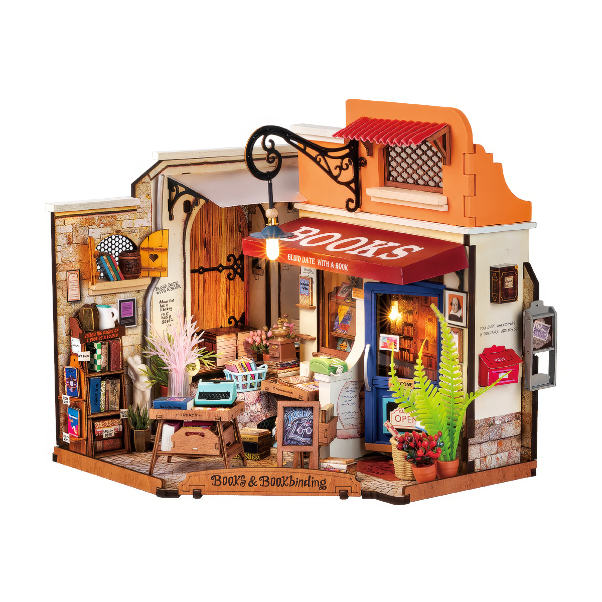 Corner Bookstore DIY Miniature House Kit | 7thblur