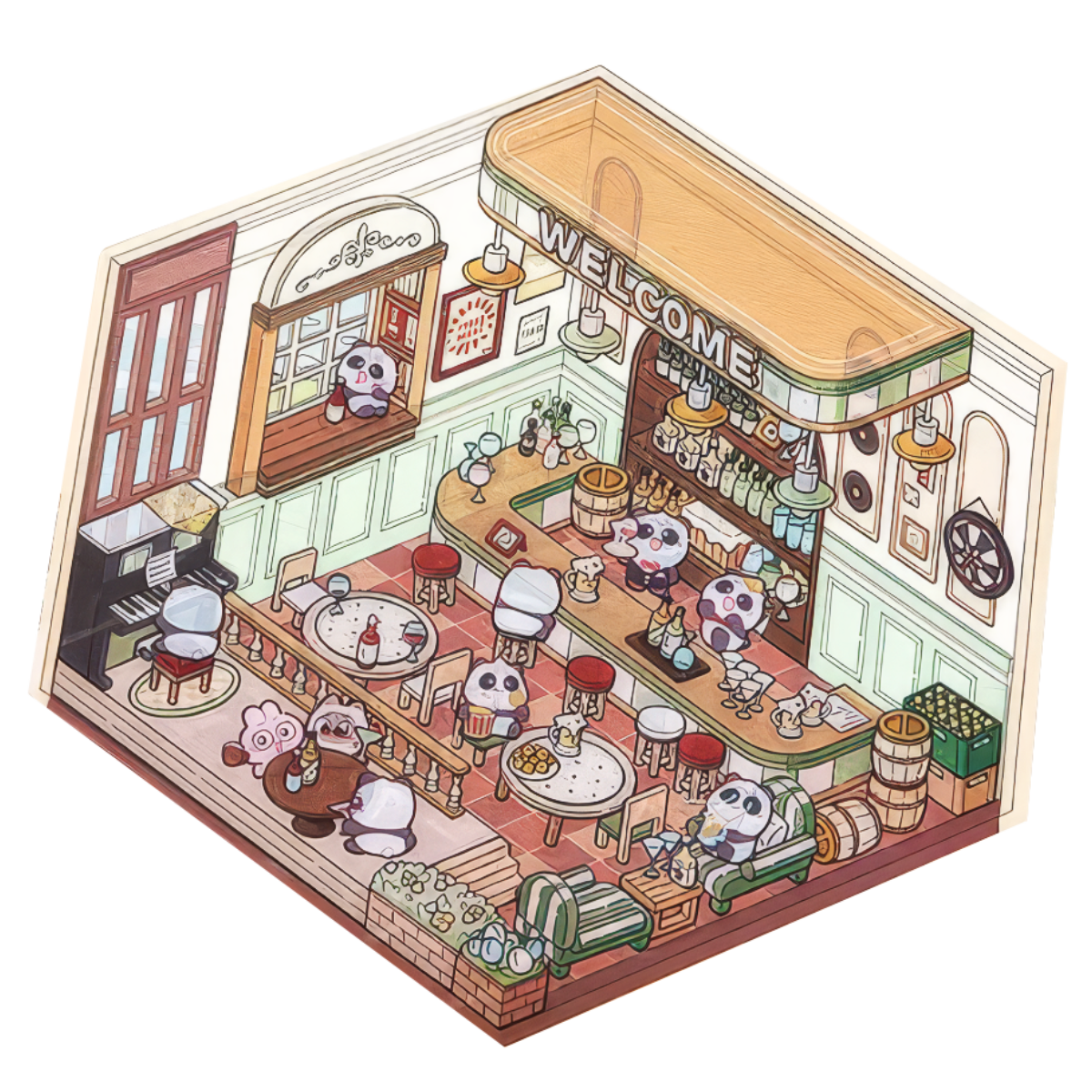 Leisure Restaurant Scene Sticker | 7thblur